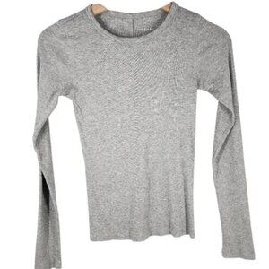 Everlane Womens Supima Cotton Crewneck Long Sleeve Thermal Tee Gray Size XS